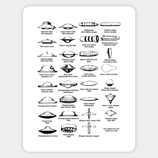 UFO Types Chart Black Sticker